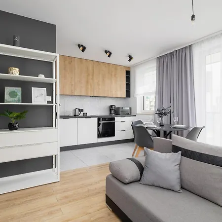 Black And Grey In Cracow With Balcony, Parking And Desk By Renters Apartman *