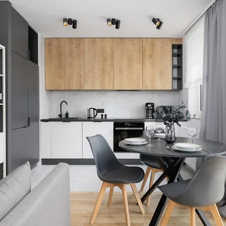 Appartement Black And Grey In Cracow With Balcony, Parking And Desk By Renters *